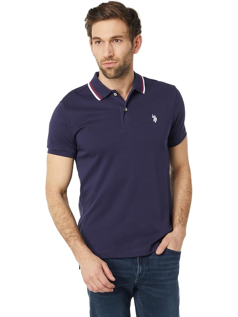 U.S. POLO ASSN. Slim Fit Tipped Interlock Knit Polo