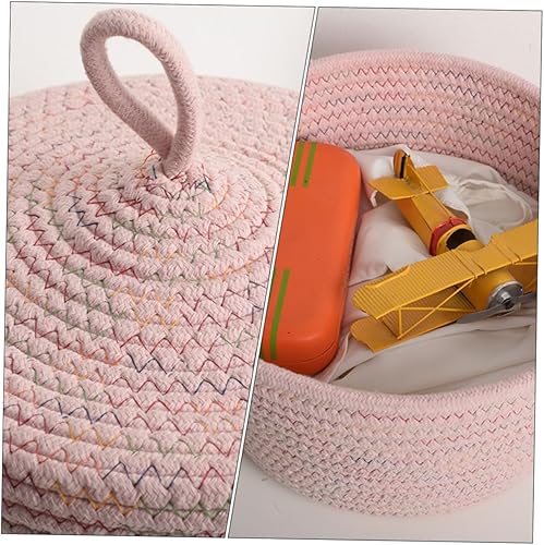 Miniatura 8 de VILLCASE Cesta organizadora de control remoto, contenedor de almacenamiento para el hogar, cuerda de algodón, contenedor de almacenamiento tejido,