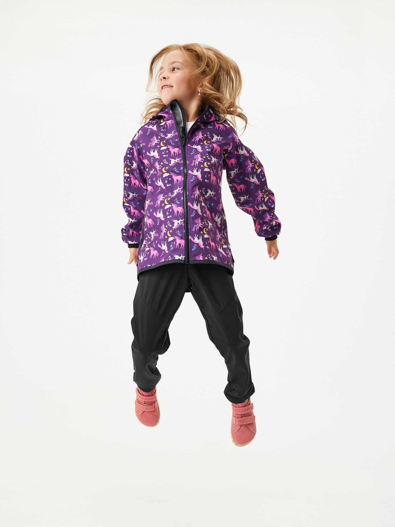 Basic Kinder Softshelljacke mit Fleece, Warme Übergangsjacke für Jungen und Mädchen, Wasserabweisend