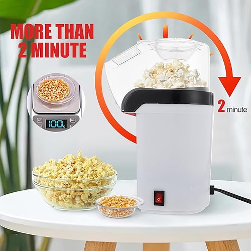 Miniatura 9 de Máquina eléctrica de palomitas de maíz para uso doméstico, cubierta de seguridad de grado alimenticio, no necesita aceite, máquina rápida de