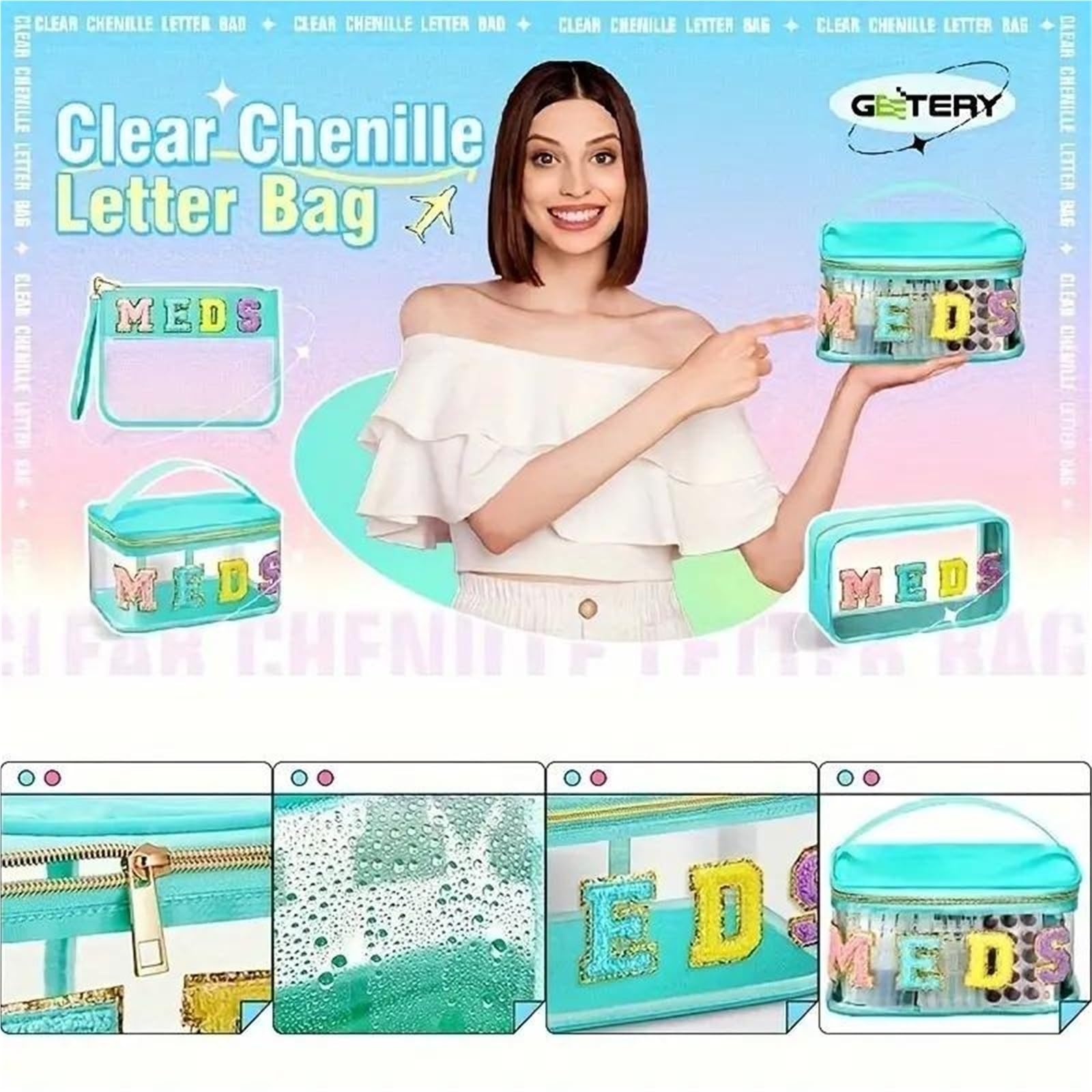 Trousse de Maquillage, Articles de Toilette, Rangement de Voyage, Format Voyage, étui cosmétique Portable avec Fermeture éclair, Transparente et étanche, pour Femmes.