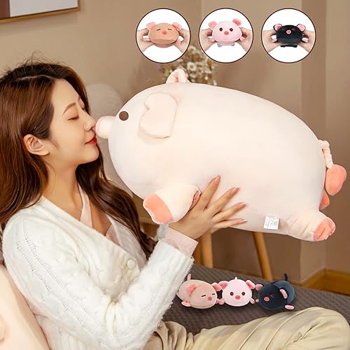 Miniatura 7 de Mamá de peluche de cerdo de 19.6 pulgadas con 3 peluches de cerdo, 4 piezas de almohada de peluche de cerdo, almohada suave Kawaii Toys para abrazar