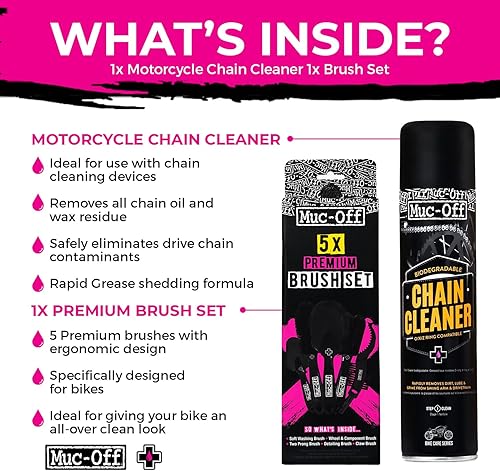 Miniatura 10 de Muc Off Limpiador de cadenas de motocicletas 135 onzas líquidas limpiador de cadenas y desengrasante en aerosol para limpieza de motocicletas