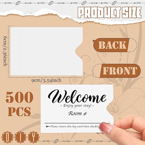 Miniatura 2 de Sabary 500 unidades de tarjetas de llave de hotel de 2.36 x 3.54 pulgadas, sobre para tarjetas de crédito, fundas para sobres de regalo, impresas,
