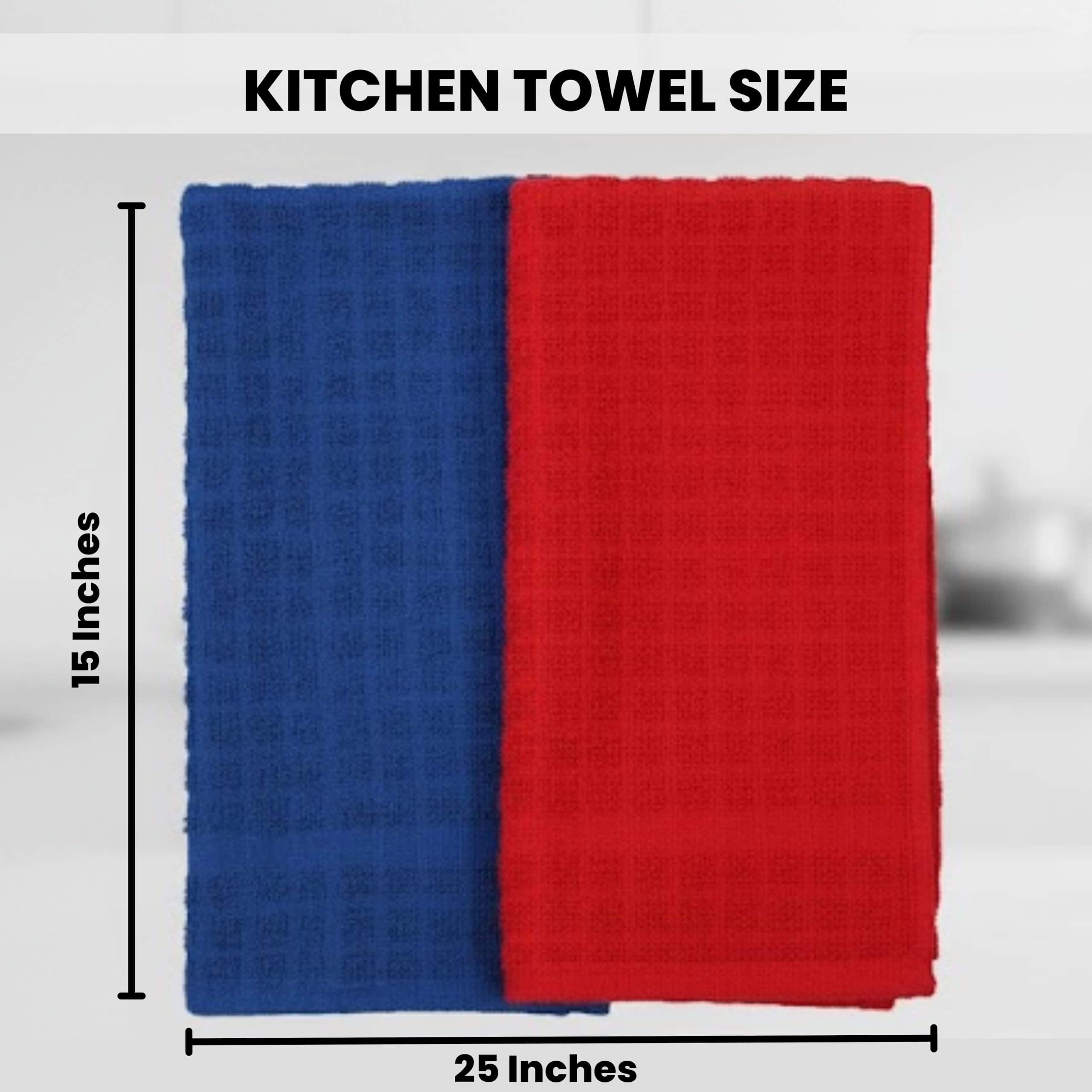 Kitchen Towels Set of 12 (15x25 Inch) – Cotton Dish Towels, Super Absorbent & Soft Kitchen Hand Towel, Dish Towels, Tea Towels & Bar Towels for Kitchen Drying & Cleaning