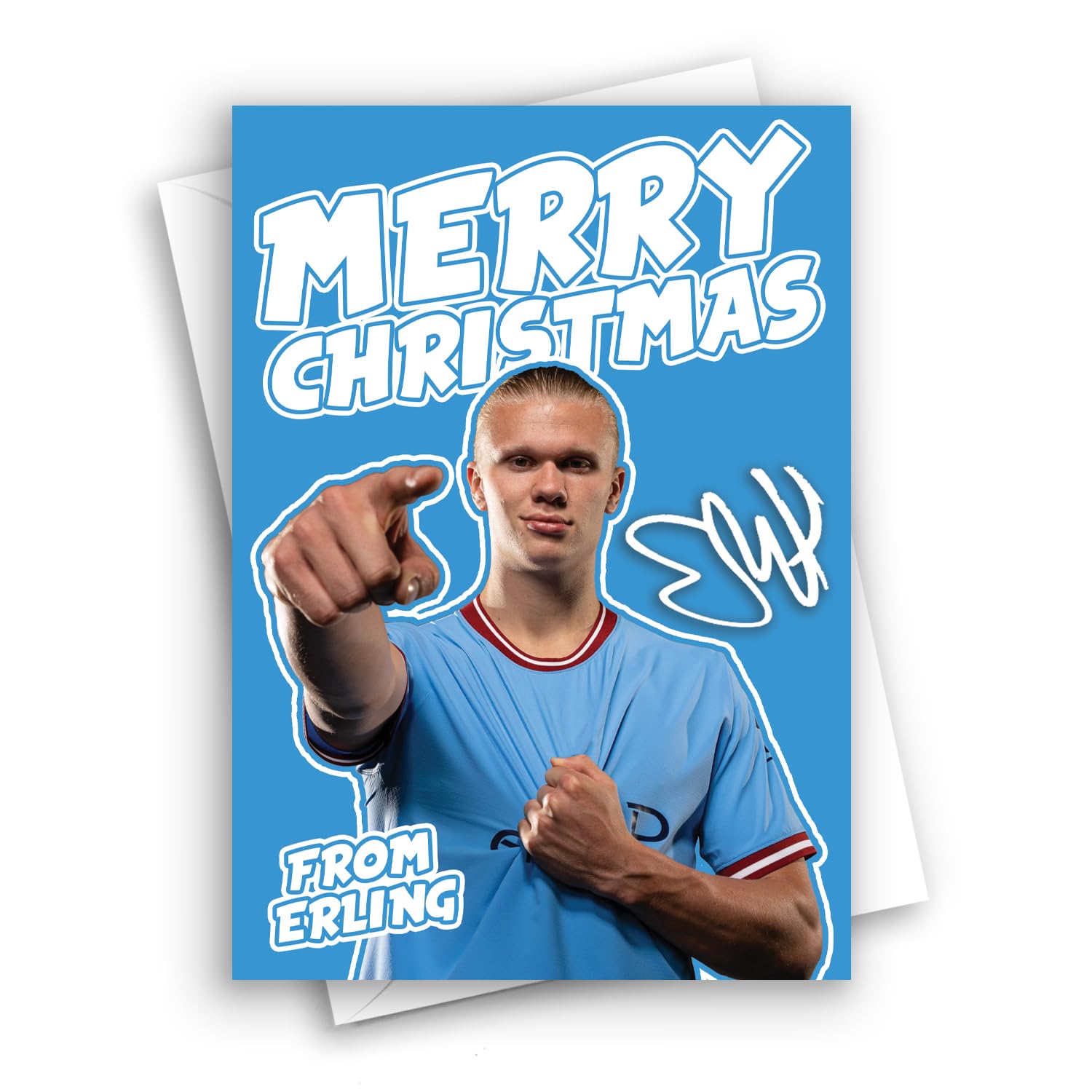 HWC TradingHaaland Christmas Card for Man City Football Fans and Supporters