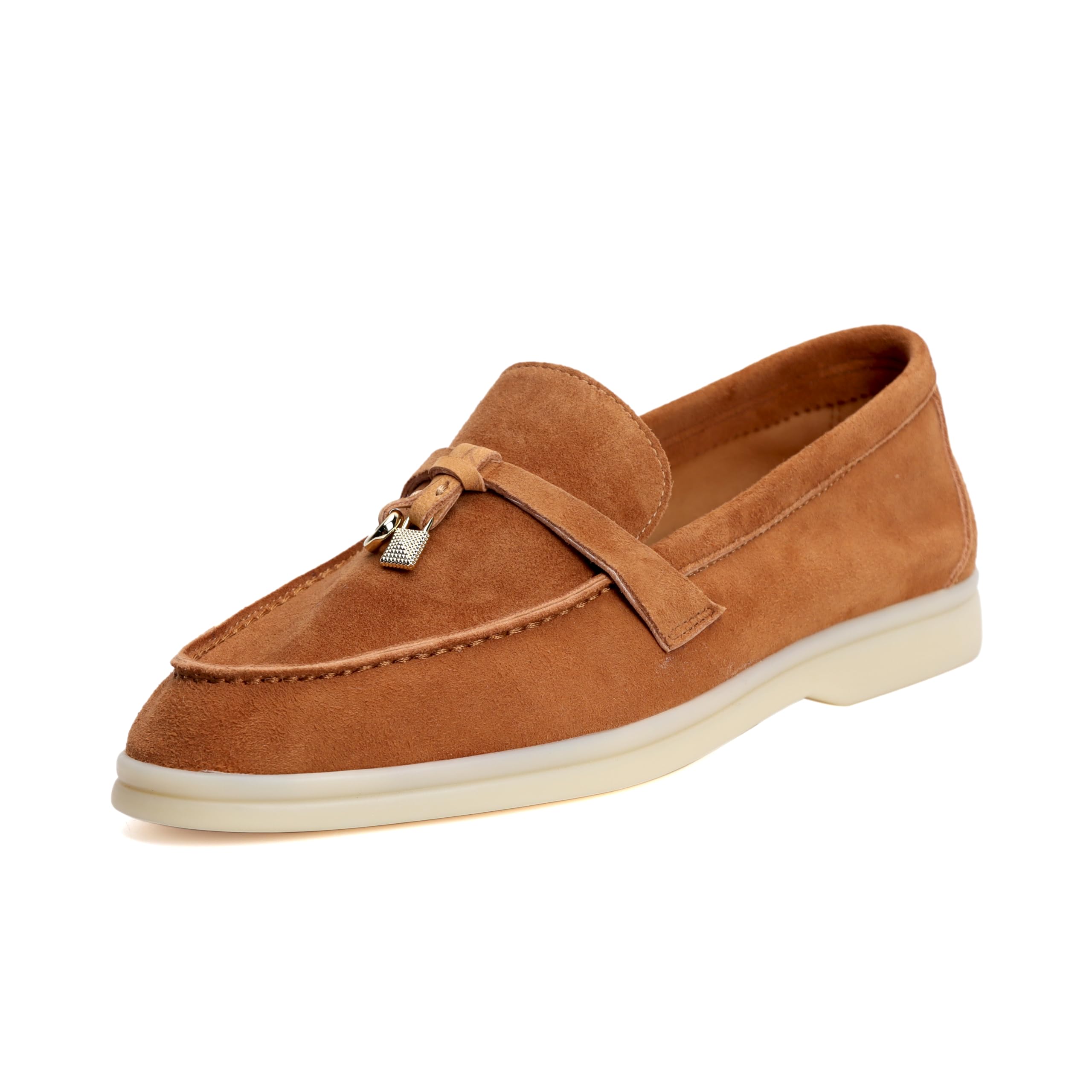 XOBZJH Women’s Quiet Luxury Suede Loafers – Premium Unlined Leather Slip On Flats with Soft Flexible Comfort, Italian Style Casual Shoes for Office, Travel & Everyday Wear