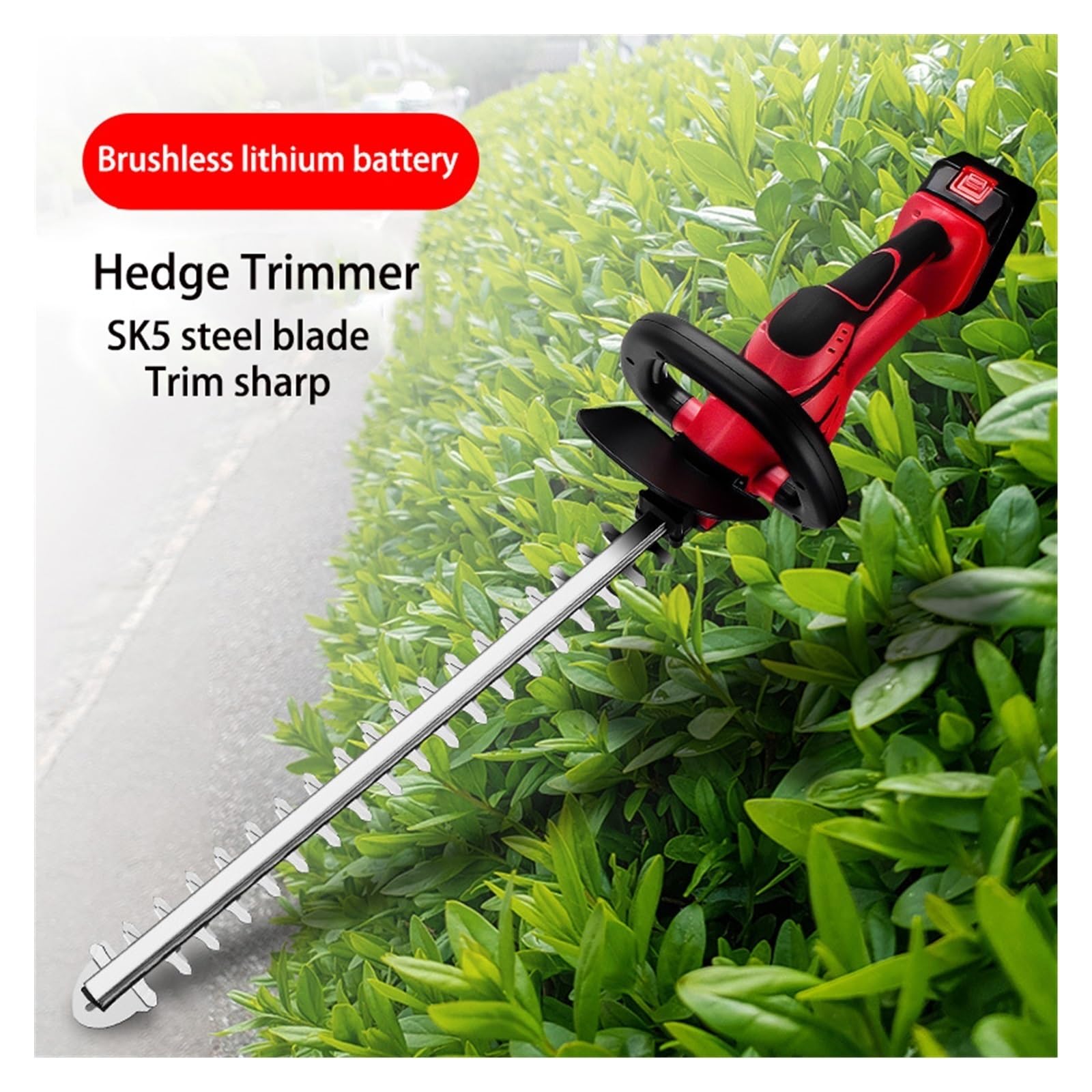 Tondeuse à gazon, Taille-haie sans brosse taille-haie fil double Action scie d'élagage coupe poignée rotative outil de jardin for batterie 18V(2Batteries)