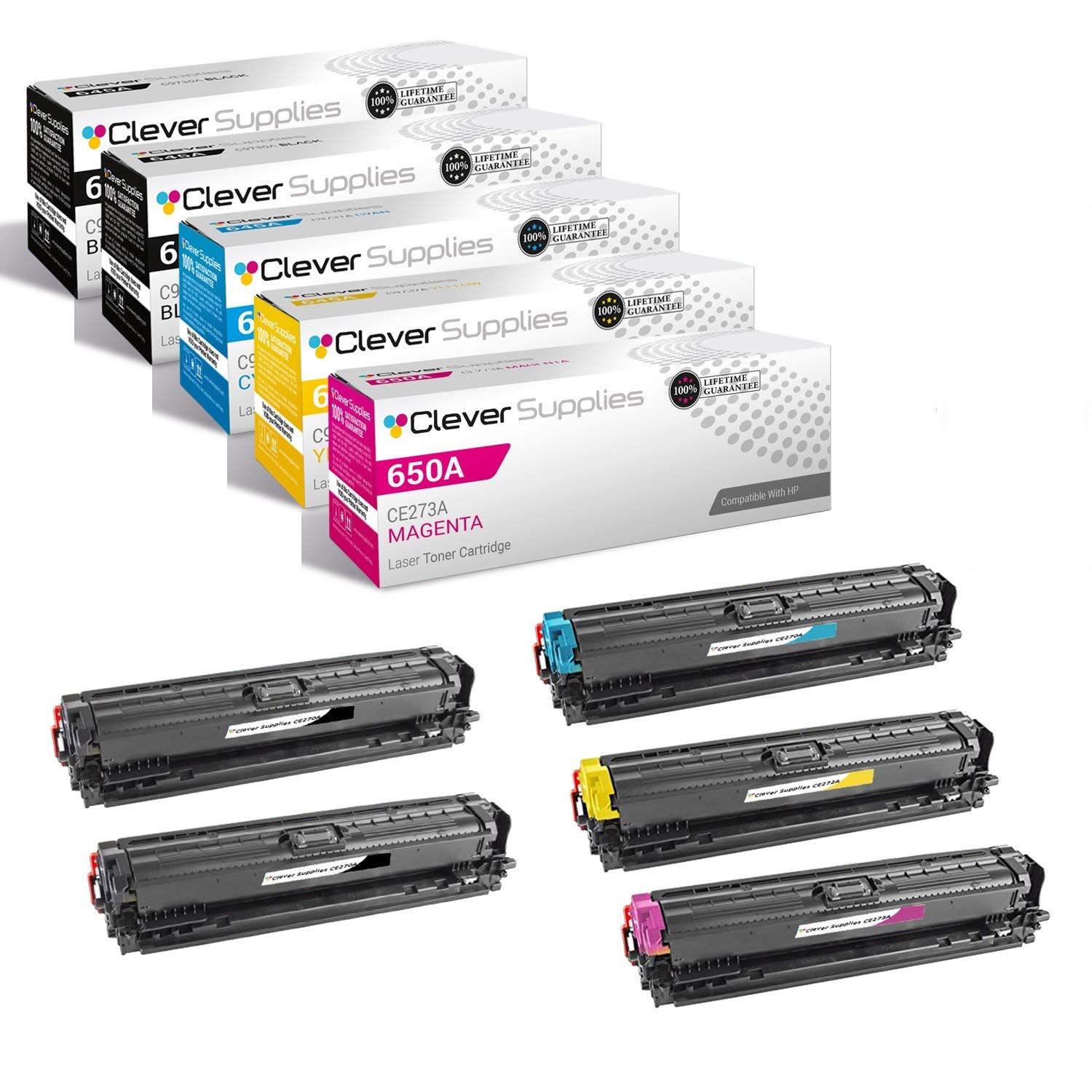 CS Compatible Toner Cartridge Replacement for HP Enterprise M750dn CE270A Black CE271A Cyan CE272A Y