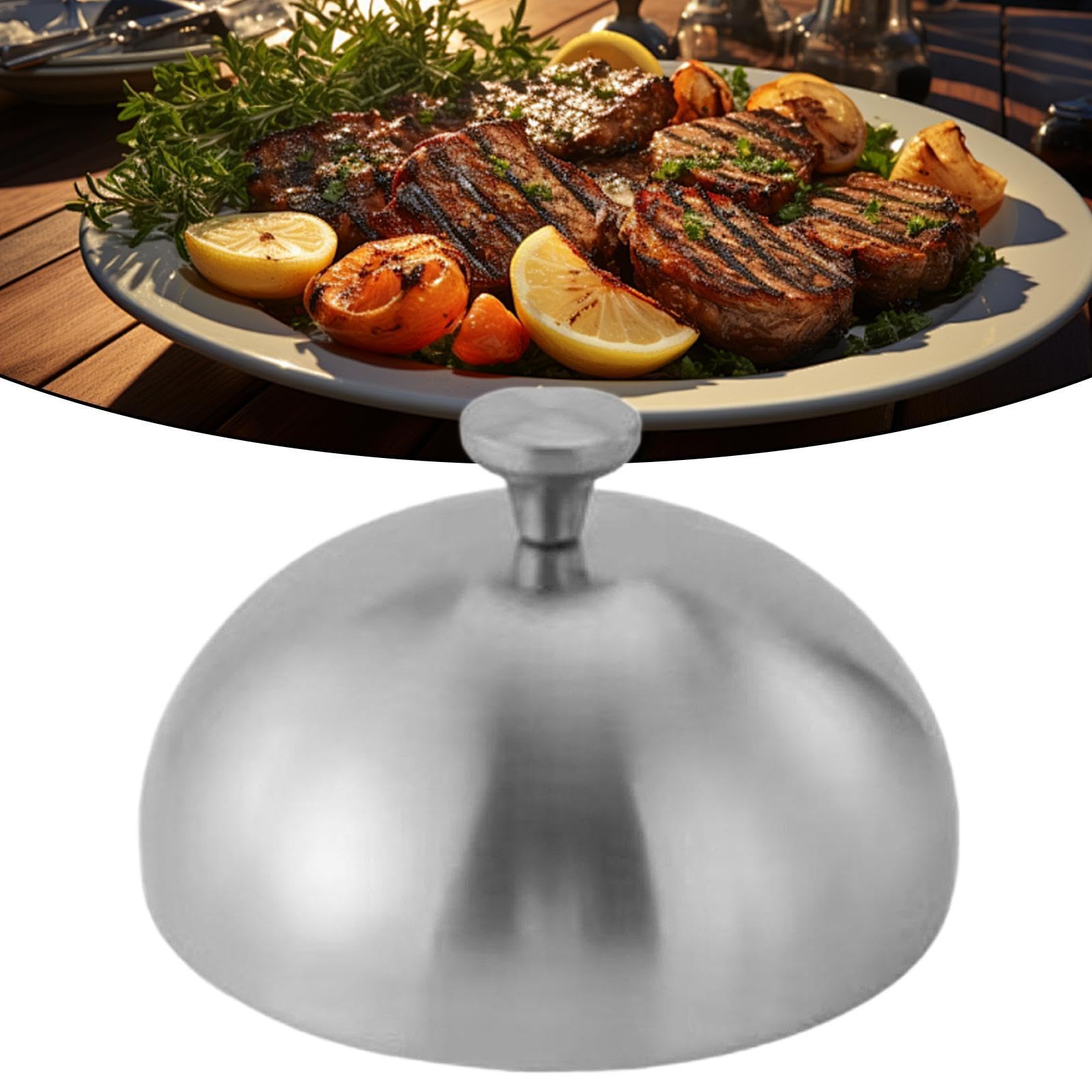 rockible Couvercle à Badigeonner avec Poignée, Couvercle en Métal pour Faire Fondre Le Fromage et Barbecue, 30cm