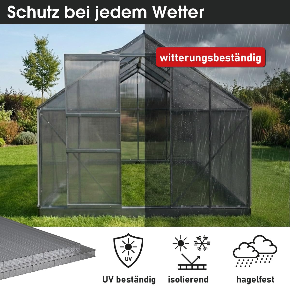 BRAST Doppelstegplatten Hohlkammerplatten 6mm | viele Varianten | Polycarbonat | 121x60.5cm - 150x60.5cm | UV-beständig bruchstabil & zuschneidbar | 121x60,5cm - 14er Set anthrazit