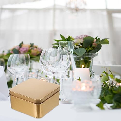 Miniatura 6 de Zerodeko Caja de lata cuadrada con tapas, cajas de caramelo de hojalata vacías de metal para latas de metal, caja portátil para galletas, dulces,