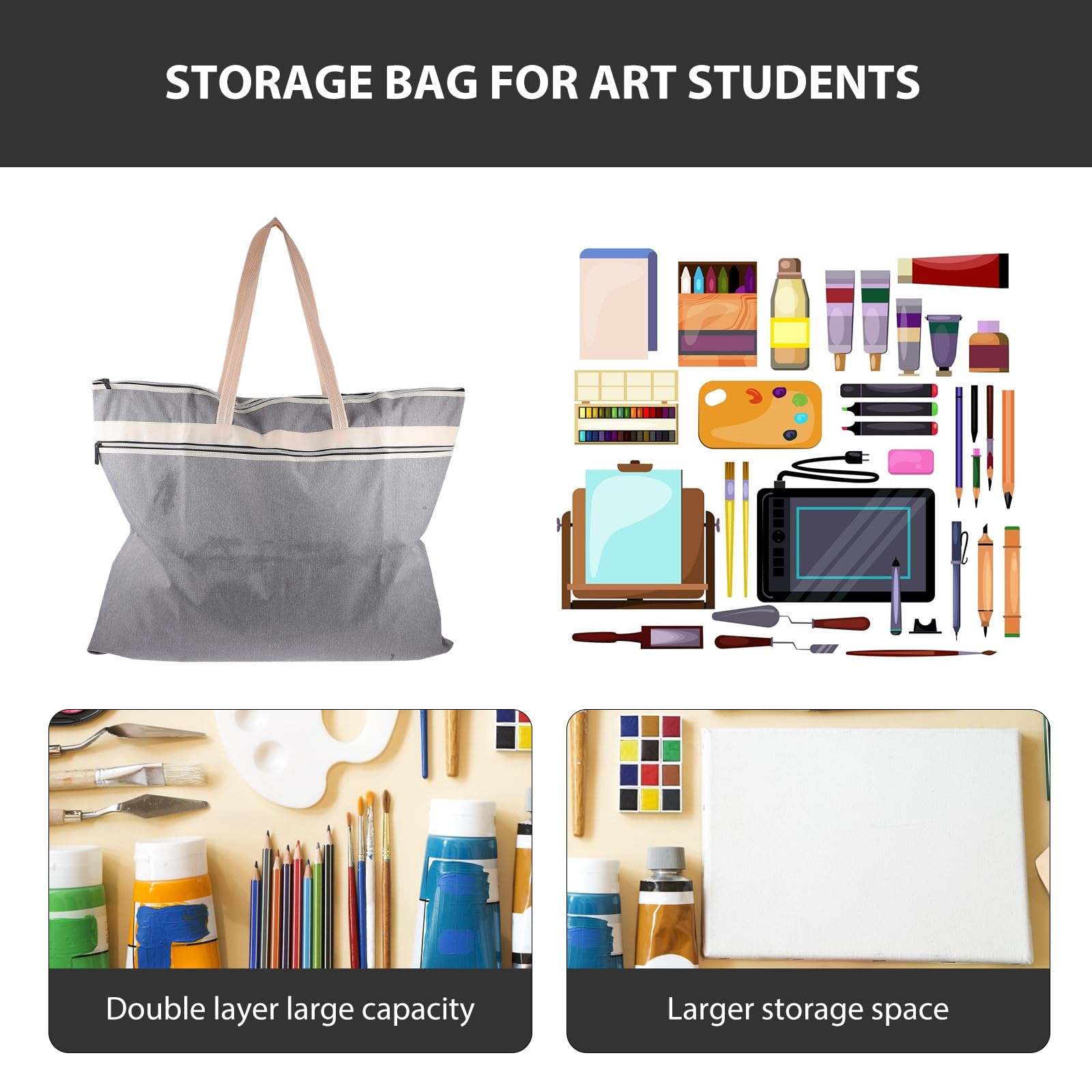 2pezzi Borsa File Multifunzione Con Cerniera Capacità Per Documenti Laptop e Materiale Artistico Per Ufficio e Scuola