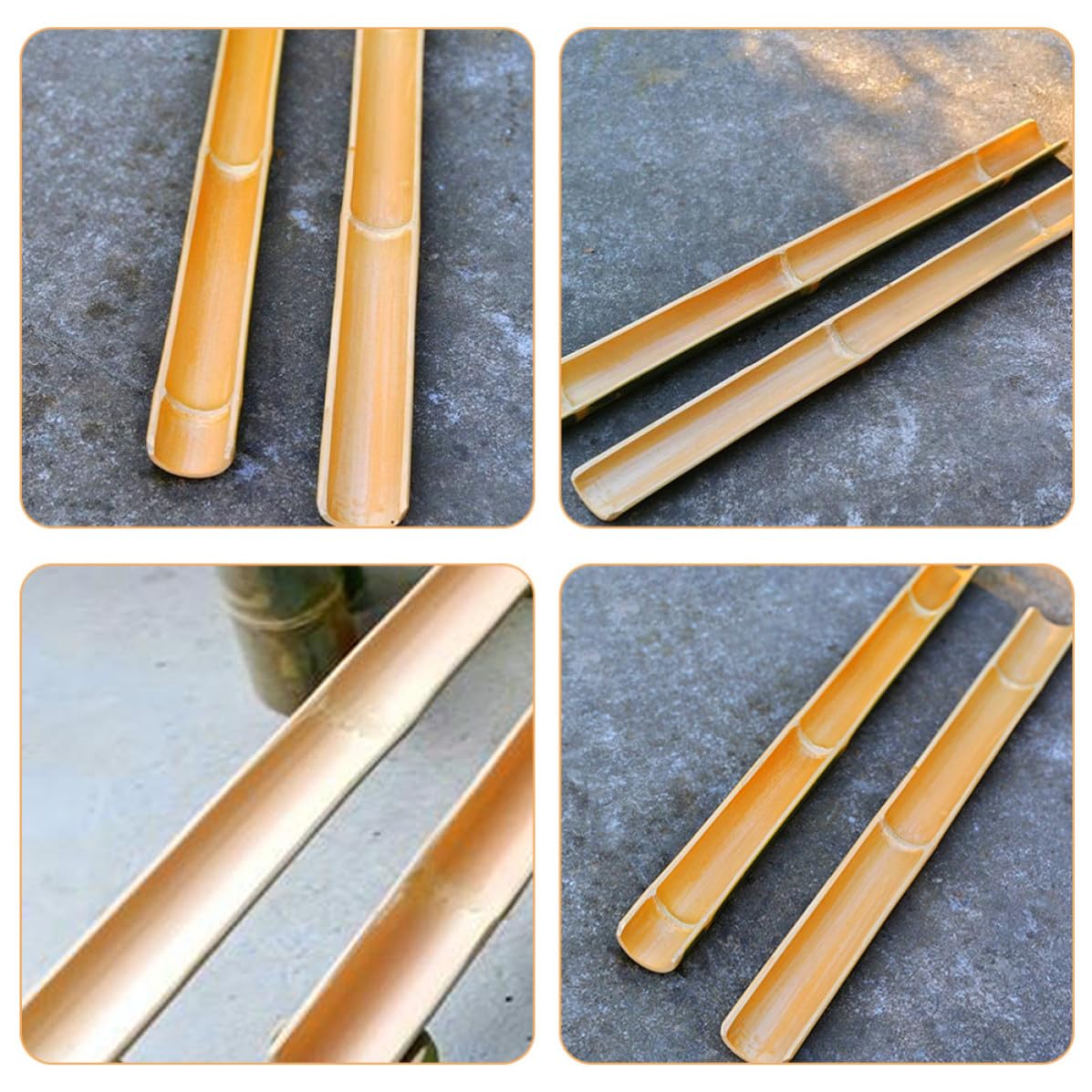 jojofuny Fontaines Décoratives Bambou 2 Pièces pour Aquarium et Bassin Extérieur Cascade en Bambou Naturel Tuyau 50 CM pour Jardin et Vivier à Poissons