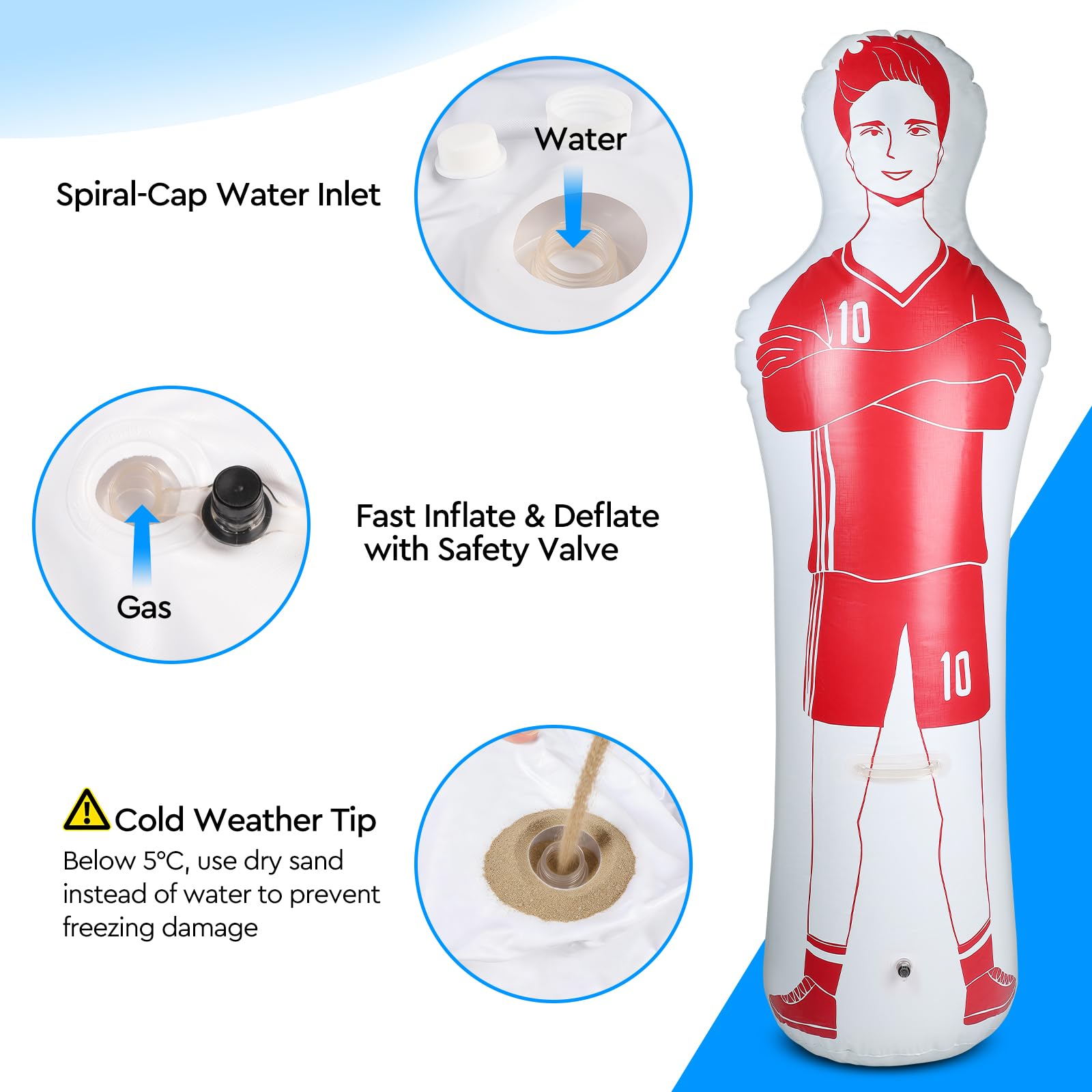 EFUTURETIME Manichino Gonfiabile da Calcio in PVC, Manichino da Allenamento Gonfiabile per Calci, Tumbler Air Calcio, Sacco da Boxe Alternativo Migliorare Palleggio, Arresto, Schivata