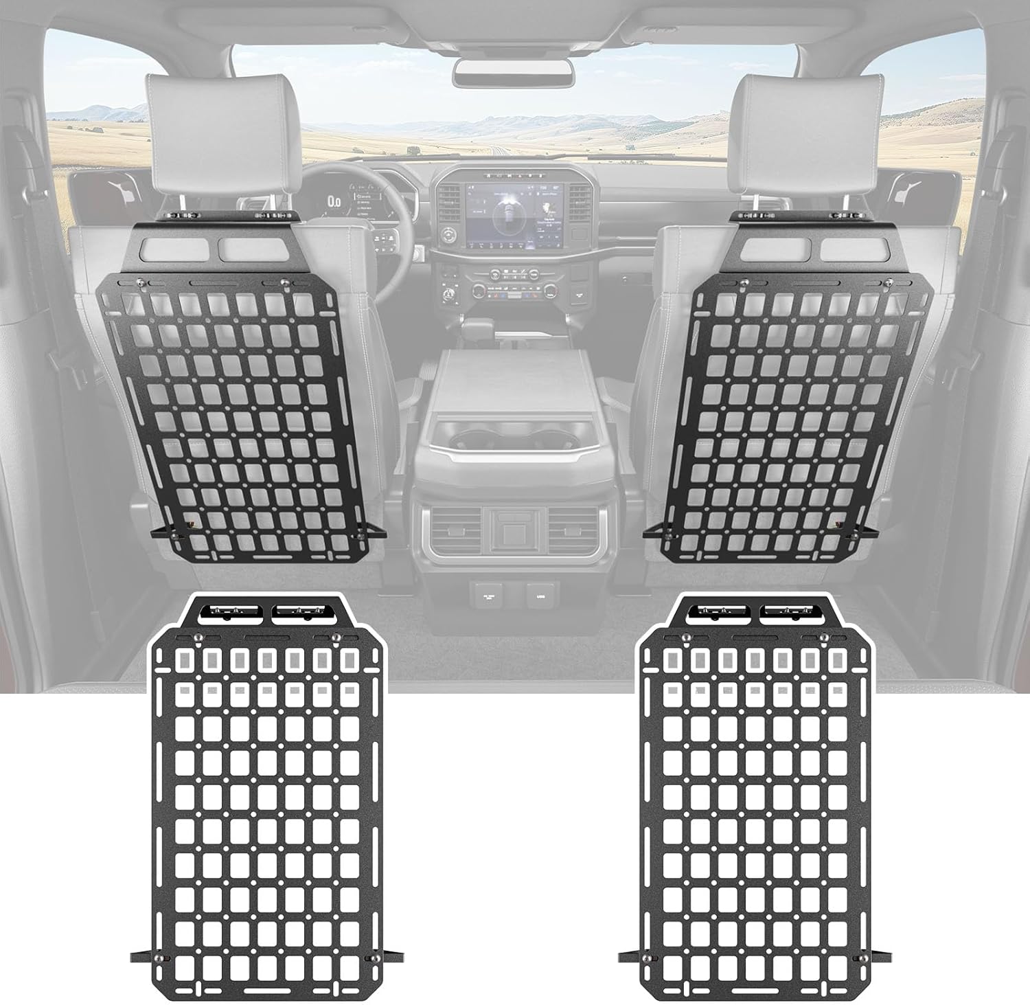 Seat Back Molle Panel Compatible with 2015-2026 Ford F-150 Seat Back Organizers Molle Tactical Truck Organizer Replacement for 2015-2026 Ford F150 Accessories(2PCS)