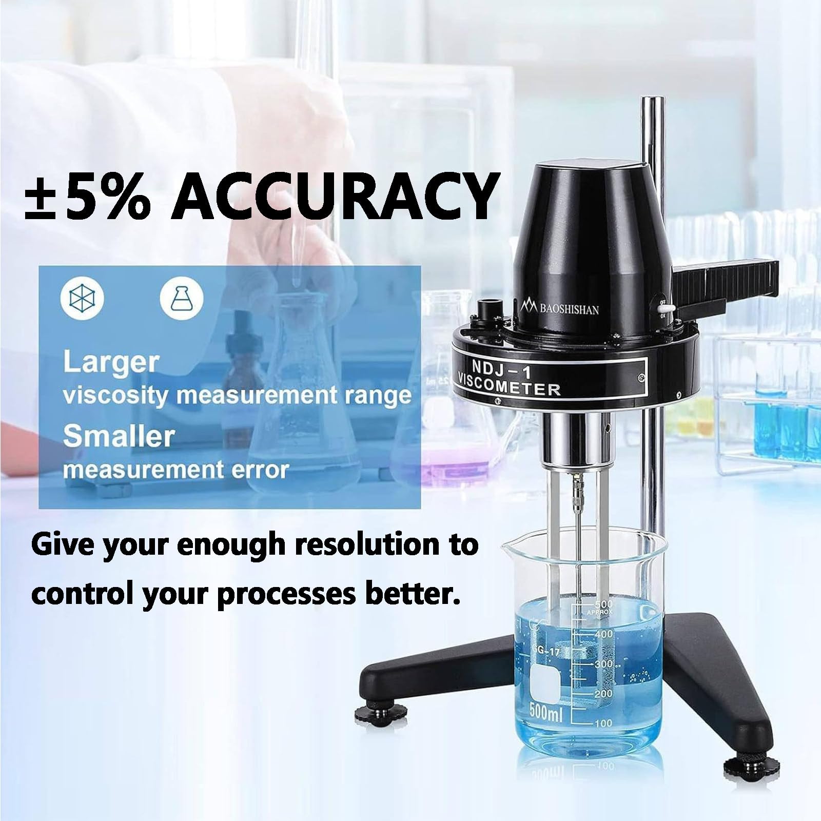 Viscosímetro rotacional portátil, medidor de viscosidad digital con cuatro husillos, medición de precisión para líquidos newtonianos, 10-100.000 MPa, ideal para pruebas de laboratorio