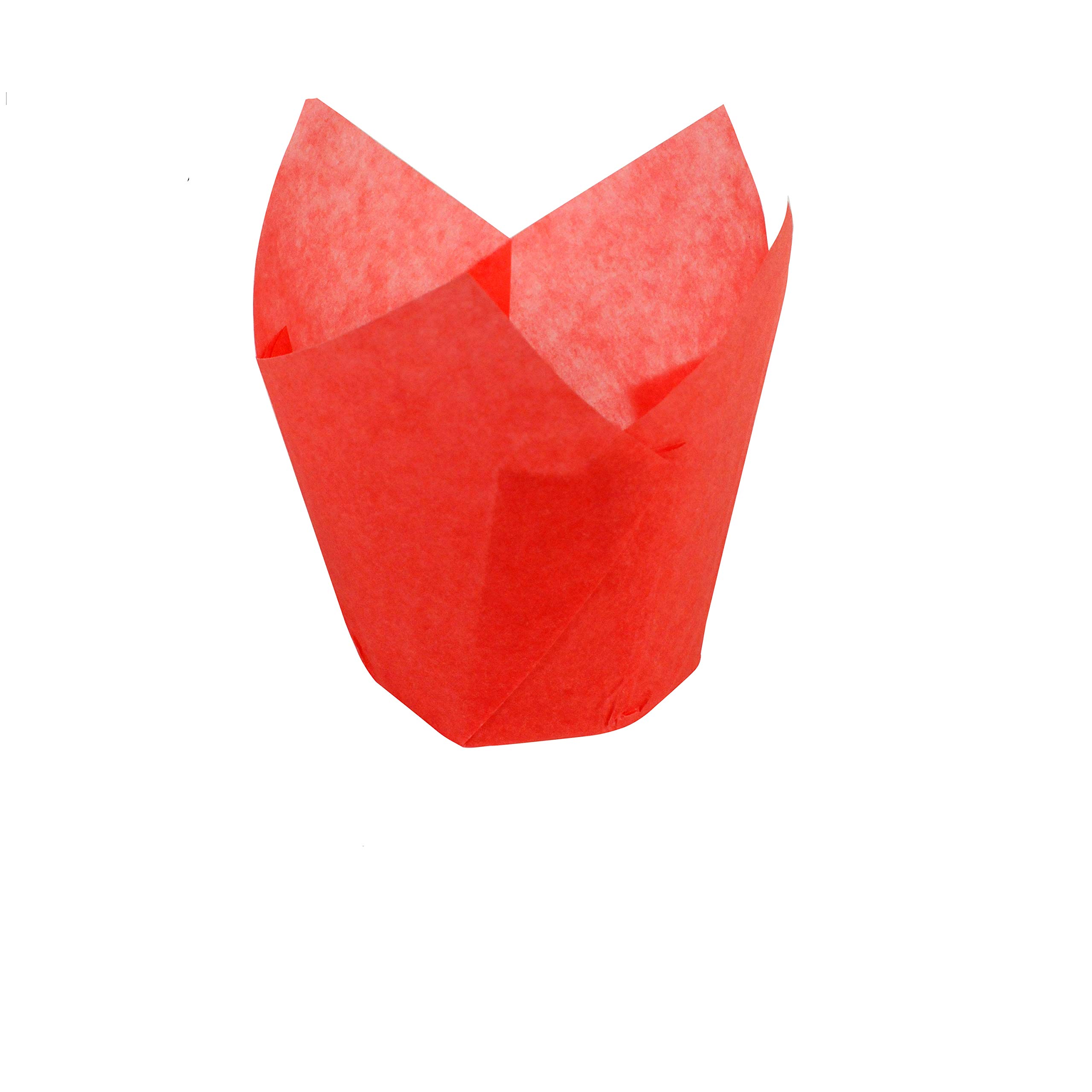 Hoffmaster 611102 - Envoltura para magdalenas, diseño de tulipán, 5 cm de diámetro x 8 cm de alto, pequeño, rojo (10 paquetes de 250)