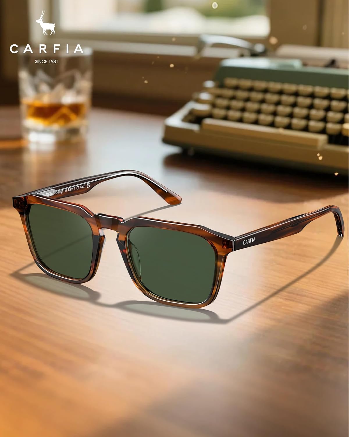 CARFIA Acetate Classic Square Polarized Sunglasses for Men Women UV400 Lenses Hand-crafted Frame Retro Outdoor Sun Glasses - Image 5
