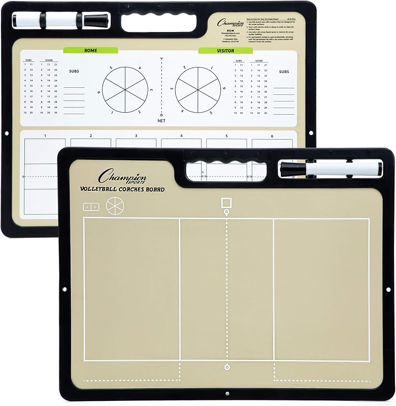 Champion Sports Large & XL Dry Erase Board For Coaching - Whiteboards for Strategizing, Techniques, Plays - 2-Sided Boards with Front Side Full Field - Backside Half Field and Lineup