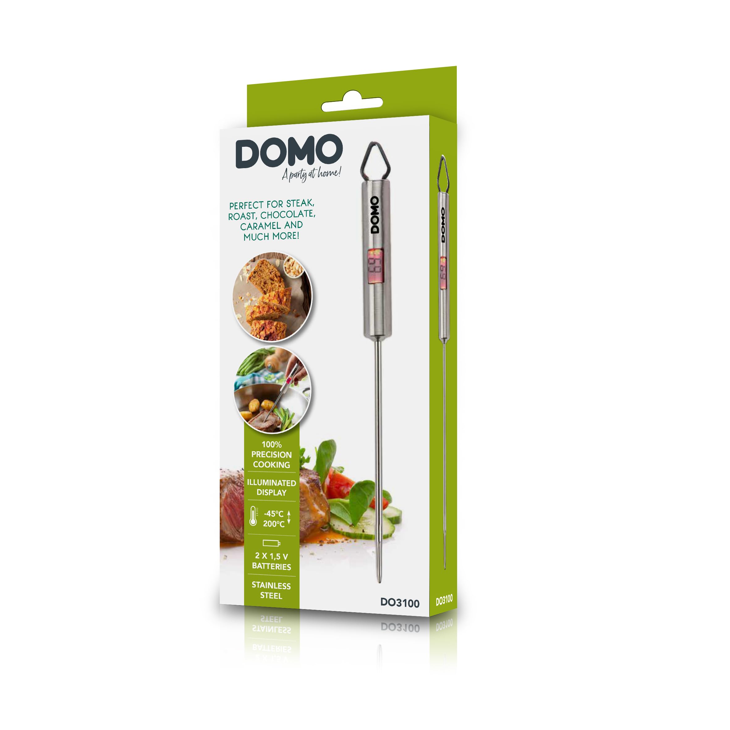 DOMO DO3100 Termómetro culinario con pantalla iluminada
