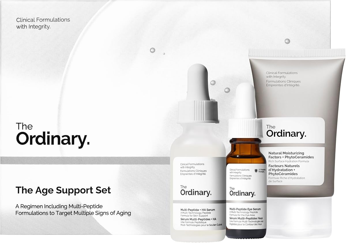 Age Support Set - 3-Step Anti-Aging Skin Regimen with Multi-Peptide + HA, Multi-Peptide Eye Serum, and Natural Moisturizing Factors + PhytoCeramides | Skincare Set