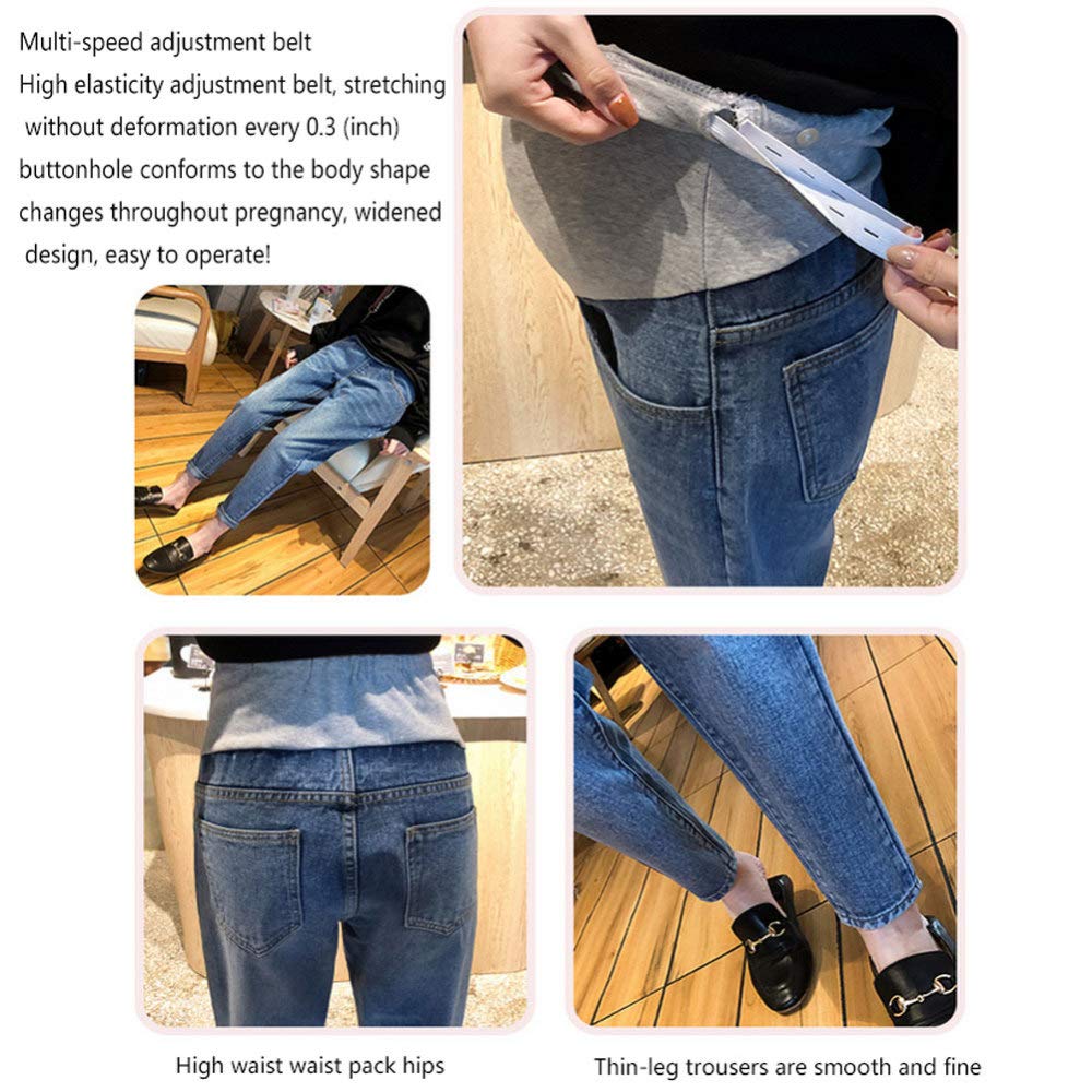 Pantaloni Da Donna Incinta Indossano Jeans Sezione Sottile Marea Madre Leggings A Nove Punte Pantaloni Da Donna Incinta Primavera E Autunno,White-M