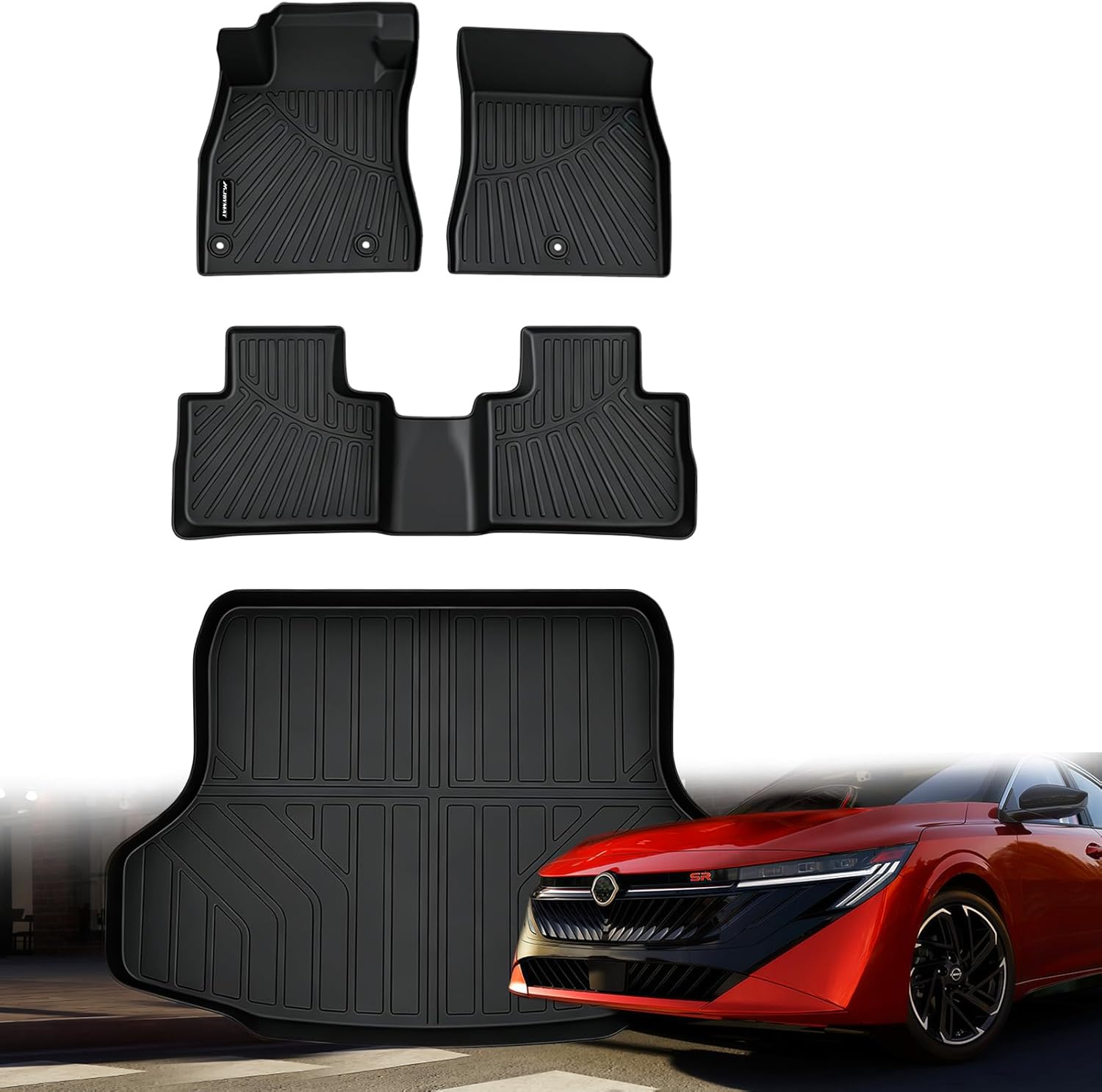 Floor Mats for All-New 2026 Nissan Sentra & Cargo Mat, TPE All Weather Protection Car 1st & 2nd Row Floor Liners with Trunk Mat Full Set Accessories,Black
