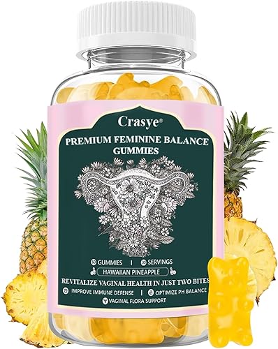 Gomitas de equilibrio femenino prémium para el equilibrio de pH y salud vaginal, probióticos, piña hawaiana, gomitas femeninas para mujeres, área