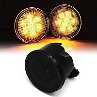 Vista 7 de Luces de señal de giro DKMGHT con lente ahumada para Jeep Wrangler 2007-2018 JK JKU, luces LED color ámbar, parrilla delantera, intermitentes