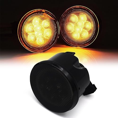 Miniatura 7 de Luces de señal de giro DKMGHT con lente ahumada para Jeep Wrangler 2007-2018 JK JKU, luces LED color ámbar, parrilla delantera, intermitentes