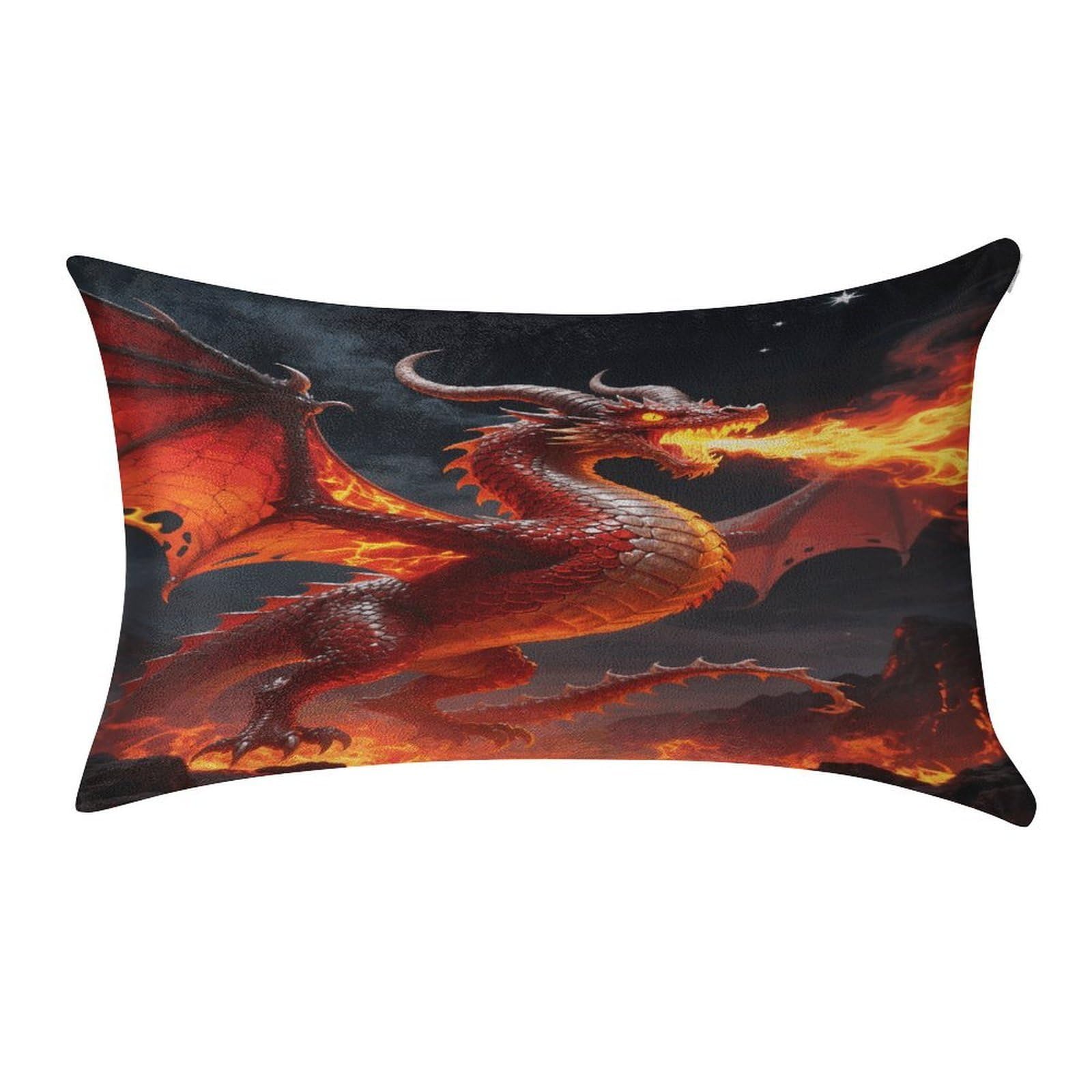 VstaDank Fire Dragon Pillow Covers Rectangular Cushion Case Cozy Decorative Throw Pillowcase Luxury Lumbar Pillow Shells with Zipper Soft Velvet Pillows Shams 12 X 20 in