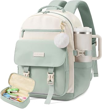 LOVEVOOK School Backpack for Teen Girls, 14-18 Casual Large Capacity Student Laptop Backpack with Pencil Case, 15.6 Inch Bookbag for College, Middle & High School, Gift for Girls