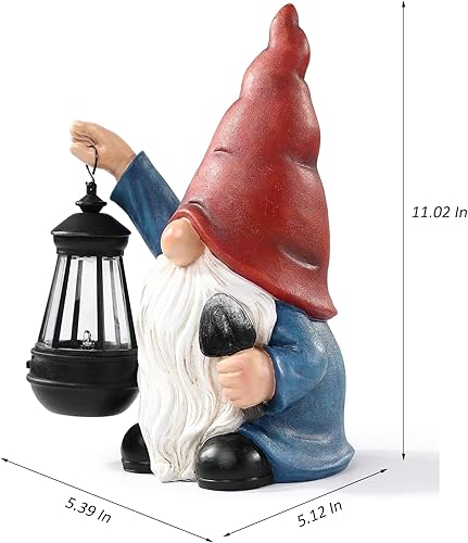 Miniatura 5 de Garden Gnomes Statues Outdoor Decor with Shovel Solar Gnome with Lantern LED Lights,Terrace Xmas Courtyard Lawn Patio Porch Decoration Birthday