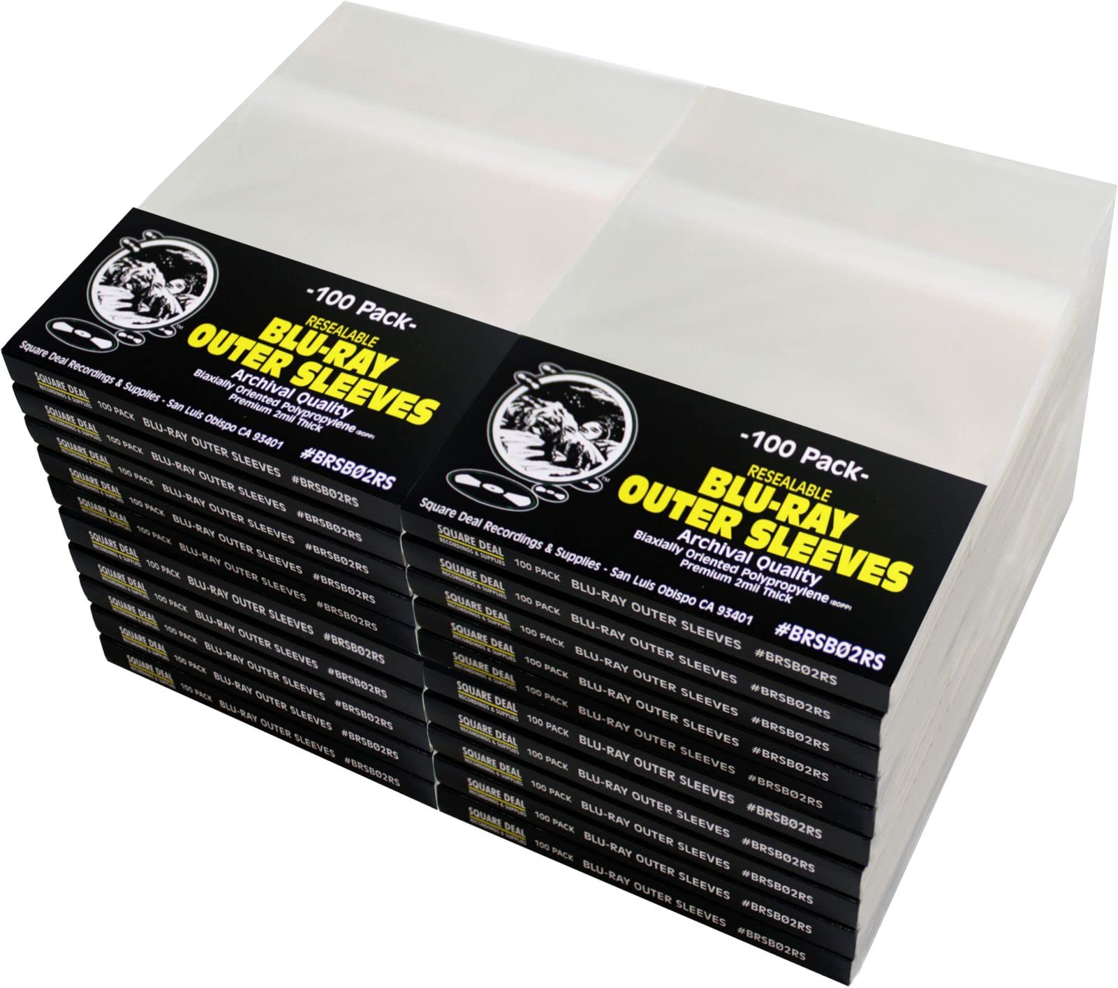 Blu-ray Outer Sleeves - Super Polyclear Resealable - Fits 12mm Blu-ray/HD Cases - #BRSB02RS - Set of 2000