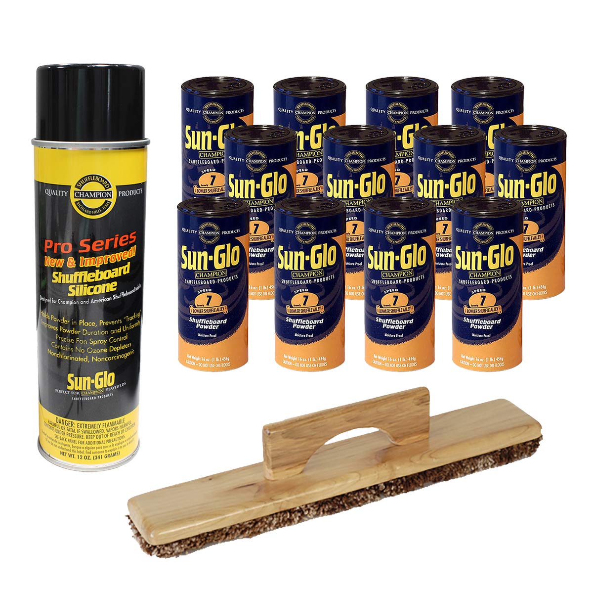 Sun-Glo 12 Cans #7 Shuffle Alley Wax, Sweep, Silicone Spray