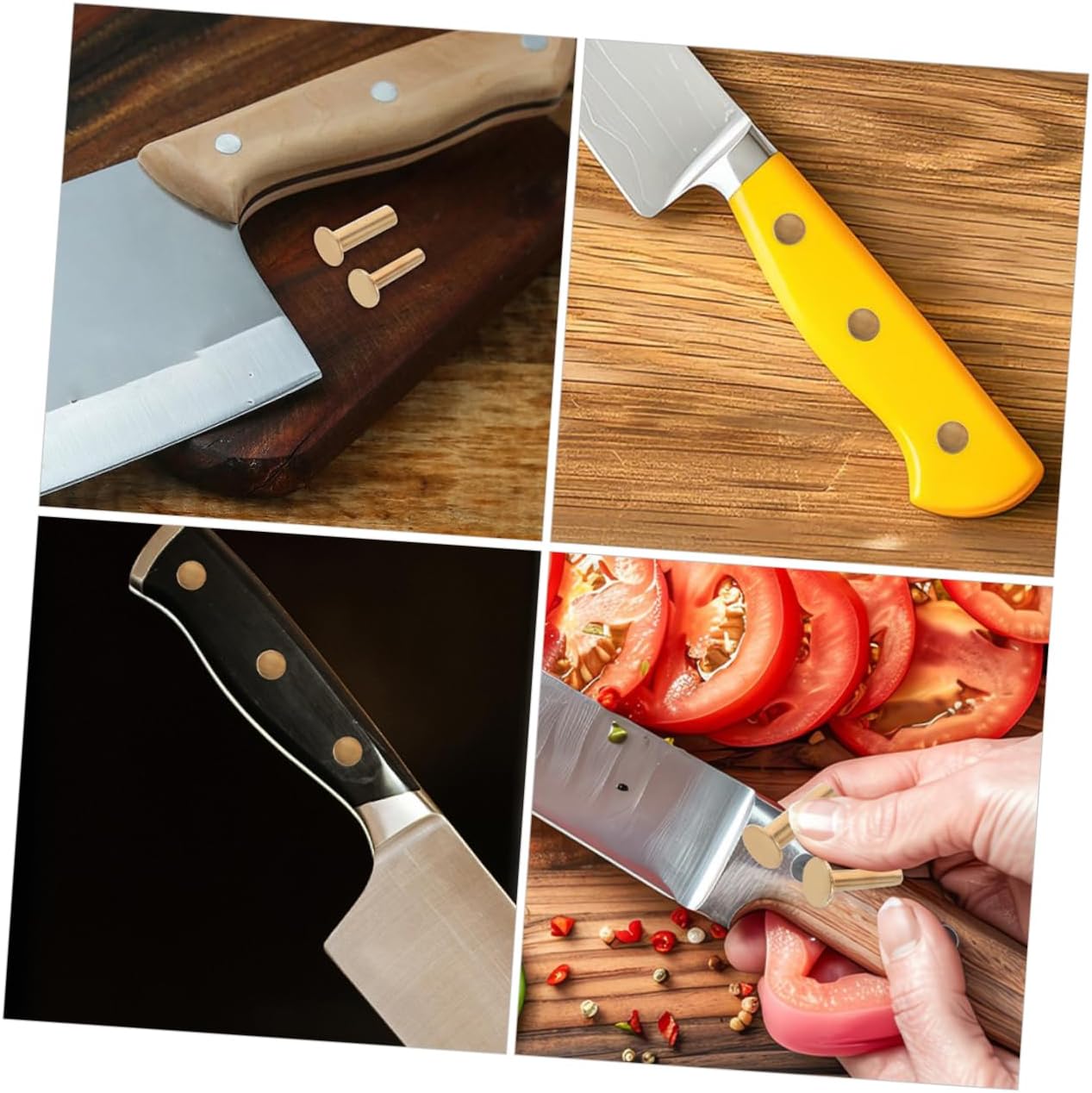 7Pairs Copper Rivets Knife Handle Fixing Kit Rivet Pins for DIY Kitchen Knife Handle Replacement Secure Clamp Lock Design Easy Installation for Handcrafted Cutlery