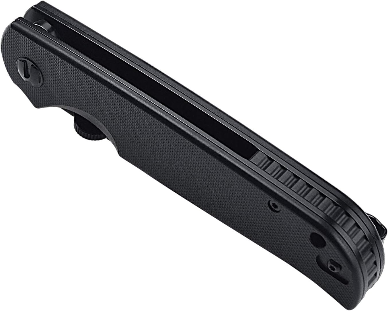 Harnds Folding Knife Compact EDC with D2 Steel Blade Pocket Knife G10 Handle with Thumb Stub Liner Lock and Reversible Pocketclip (black titanium+stonewash+black)