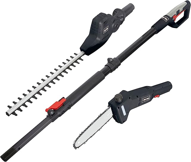 Wolf Creek 2 IN 1 Electric Long Reach Hedge Trimmer 500W 410mm Blade & Chainsaw Pruner 710W 8" Chain Branch Cutter - Telescopic Pole Hedge Trimmer for Garden Bush Tree 7.5m Power Cable