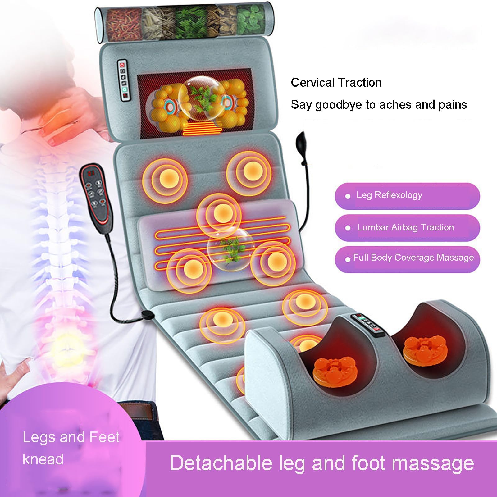 Colchón de Masaje con Calor y Vibración - Alivia Dolores Musculares y Favorece el Sueño, Cuero