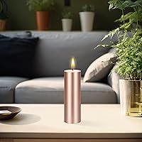Vista 3 de Mega Candles 3 velas de pilar de oro rosa sólido sin perfume, vertidas a mano, velas de cera prémium de 2 x 6 pulgadas, decoración del hogar, spas