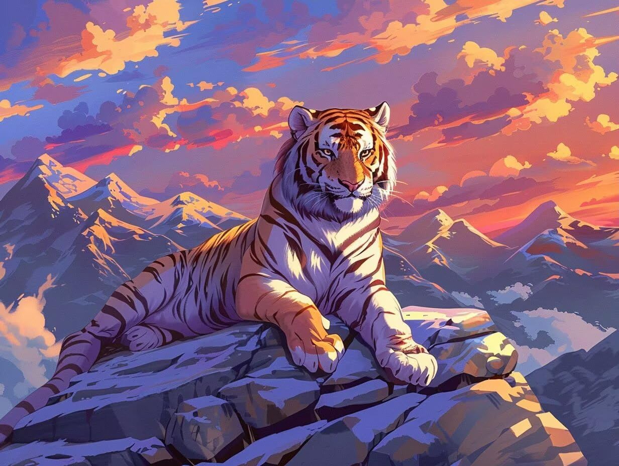 Tigre Dipingere con i Numeri Adulti, Pittura Acrilica 90x120cm, k-242