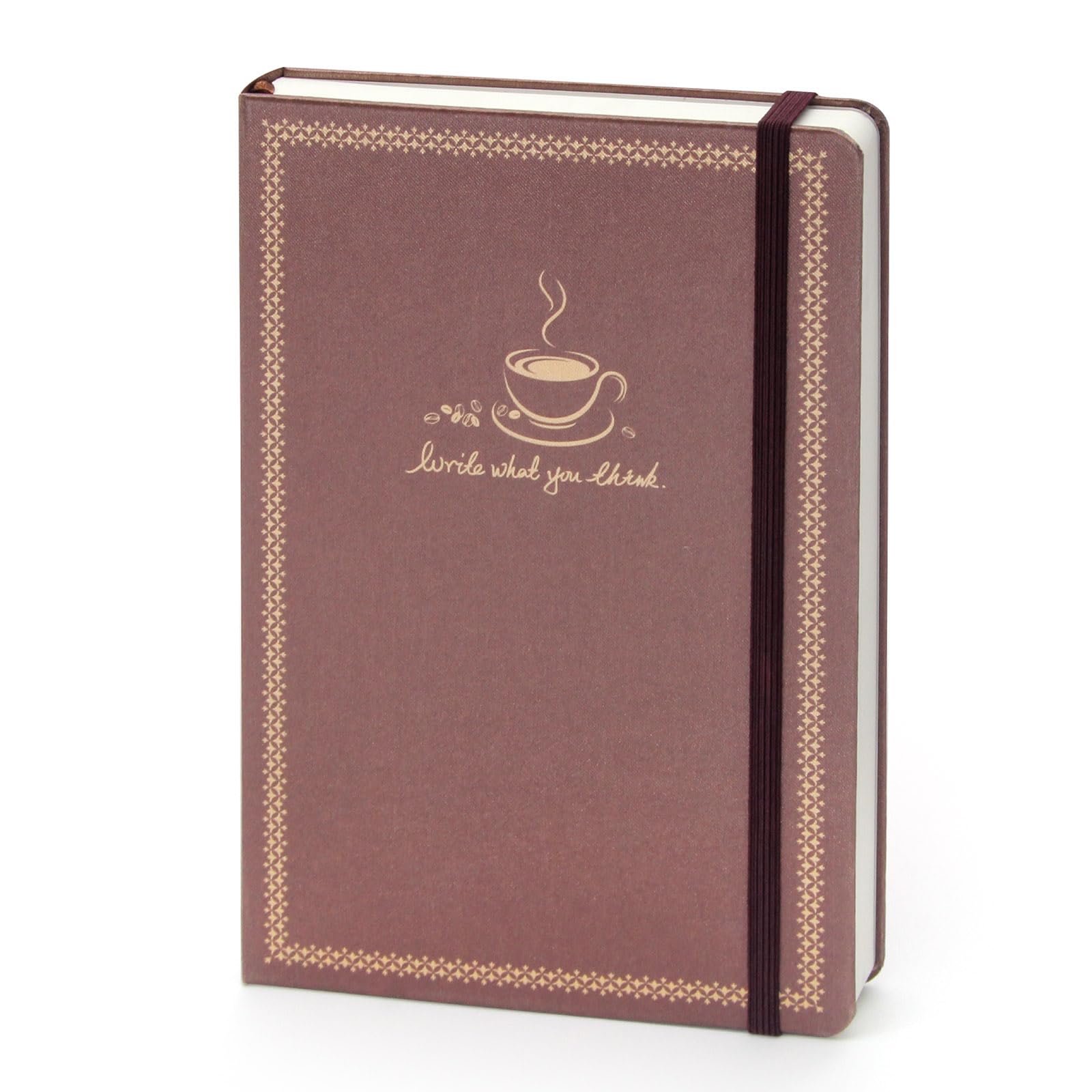 WETLOTE A5 Notebook Blank, Fabric Cover, Retro Gold Foil Hardcover Journal with Writing Guide, 212 Pages 80GSM Paper, Diary for Office, School & Gift - Coffee Cover