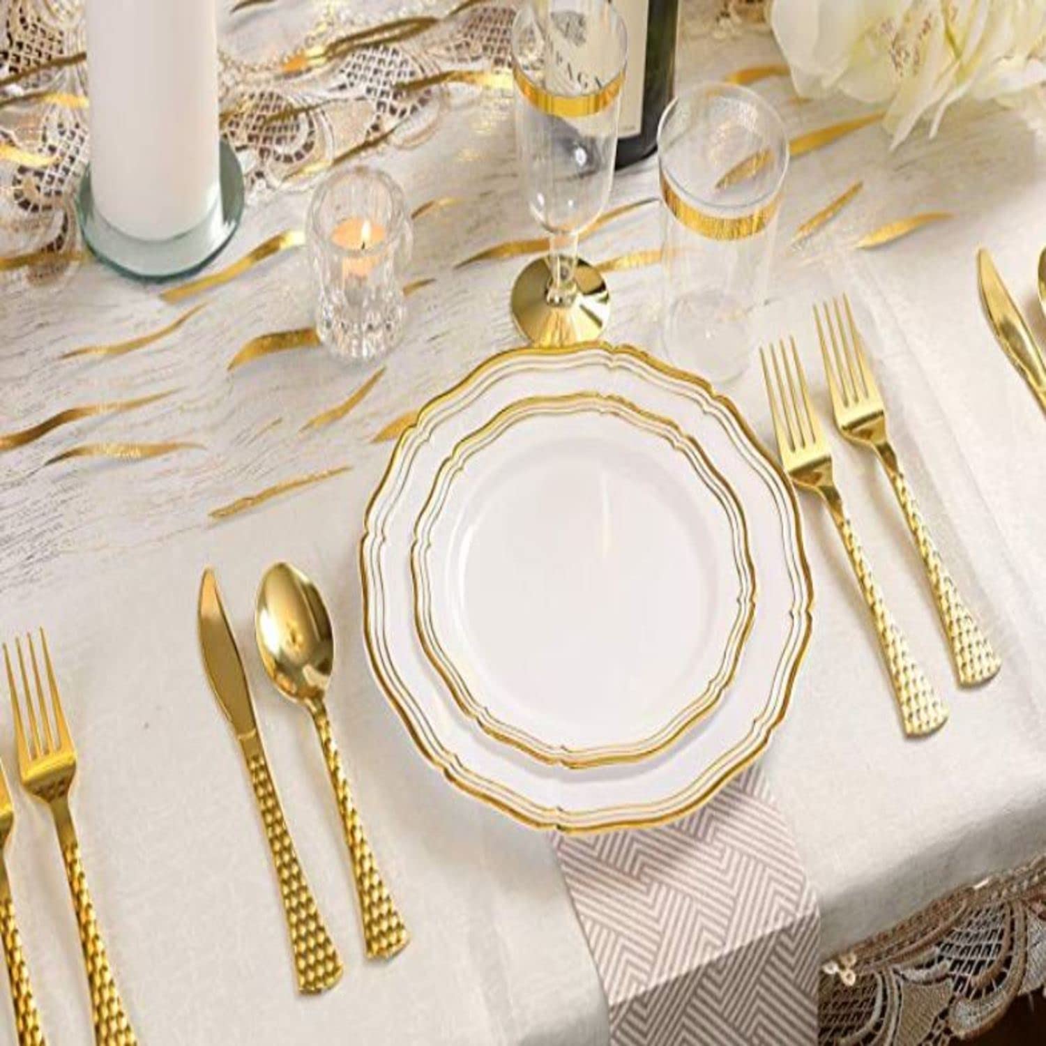 Set Posate in Plastica Resistente 120 Pezzi Oro Decor Decorline