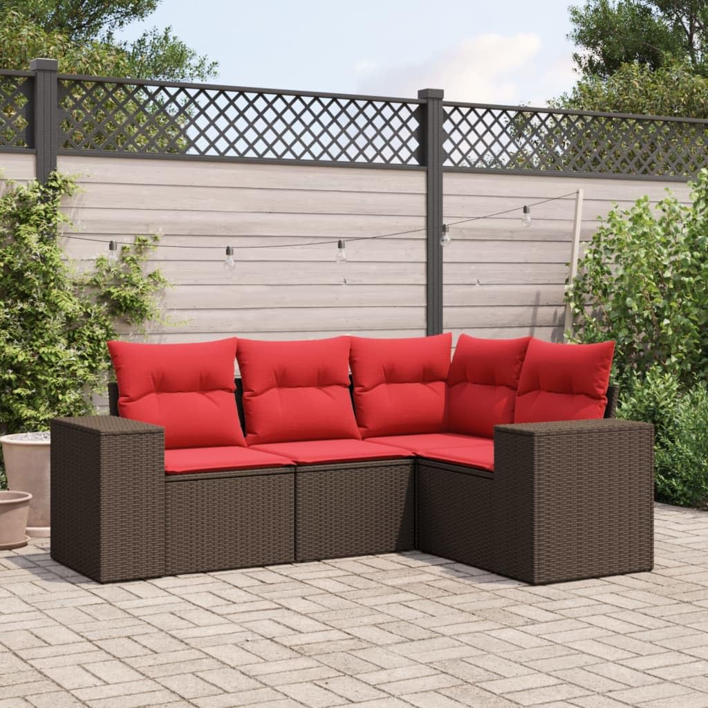 Poliratán Duradero Conjunto terraza marrón 4 Piezas