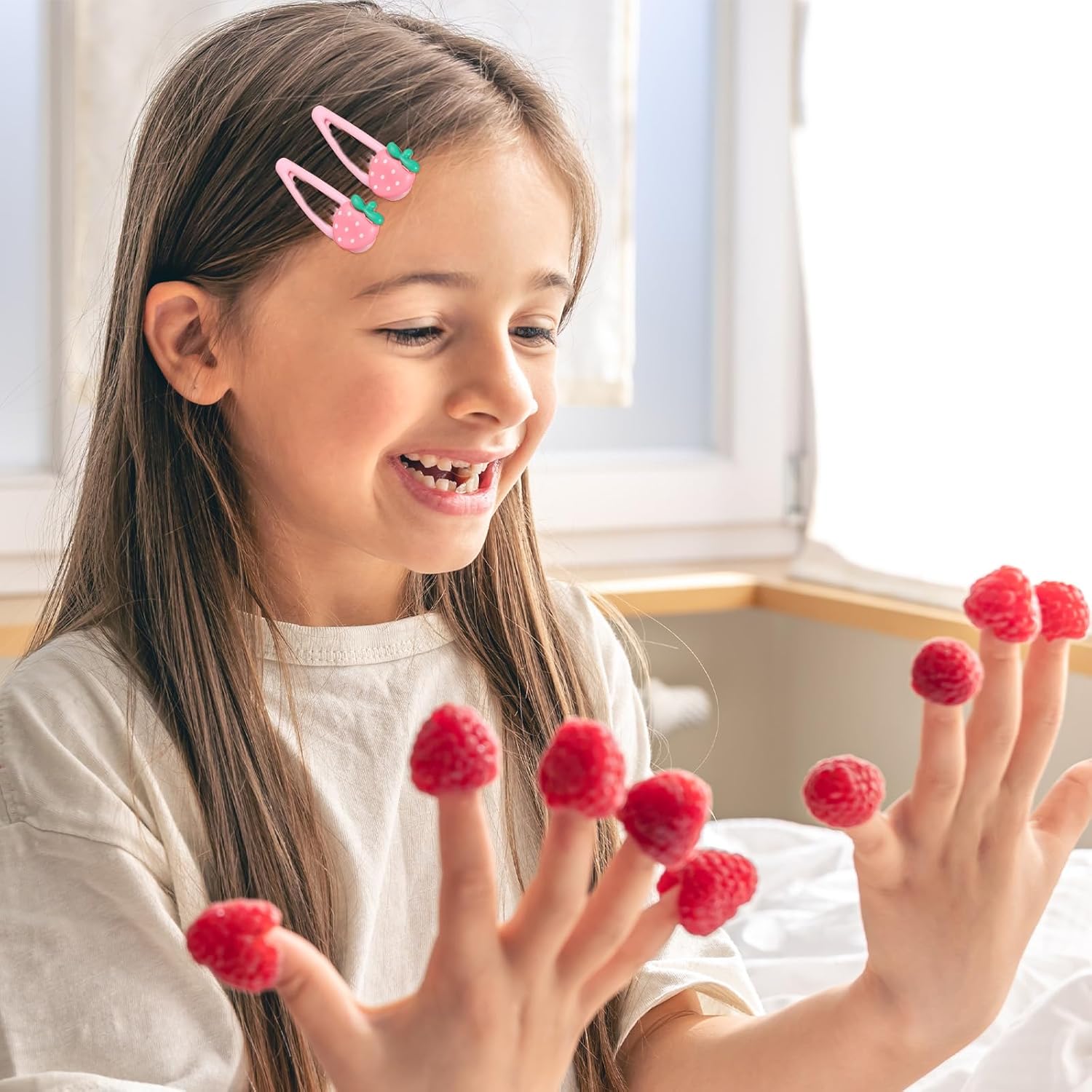 8Pcs Strawberry Hair Clips for Women, Pink Kawaii Resin Snap Barrettes, Non-Slip Cute Hair Accessories Gift for Girls Teens - Image 5