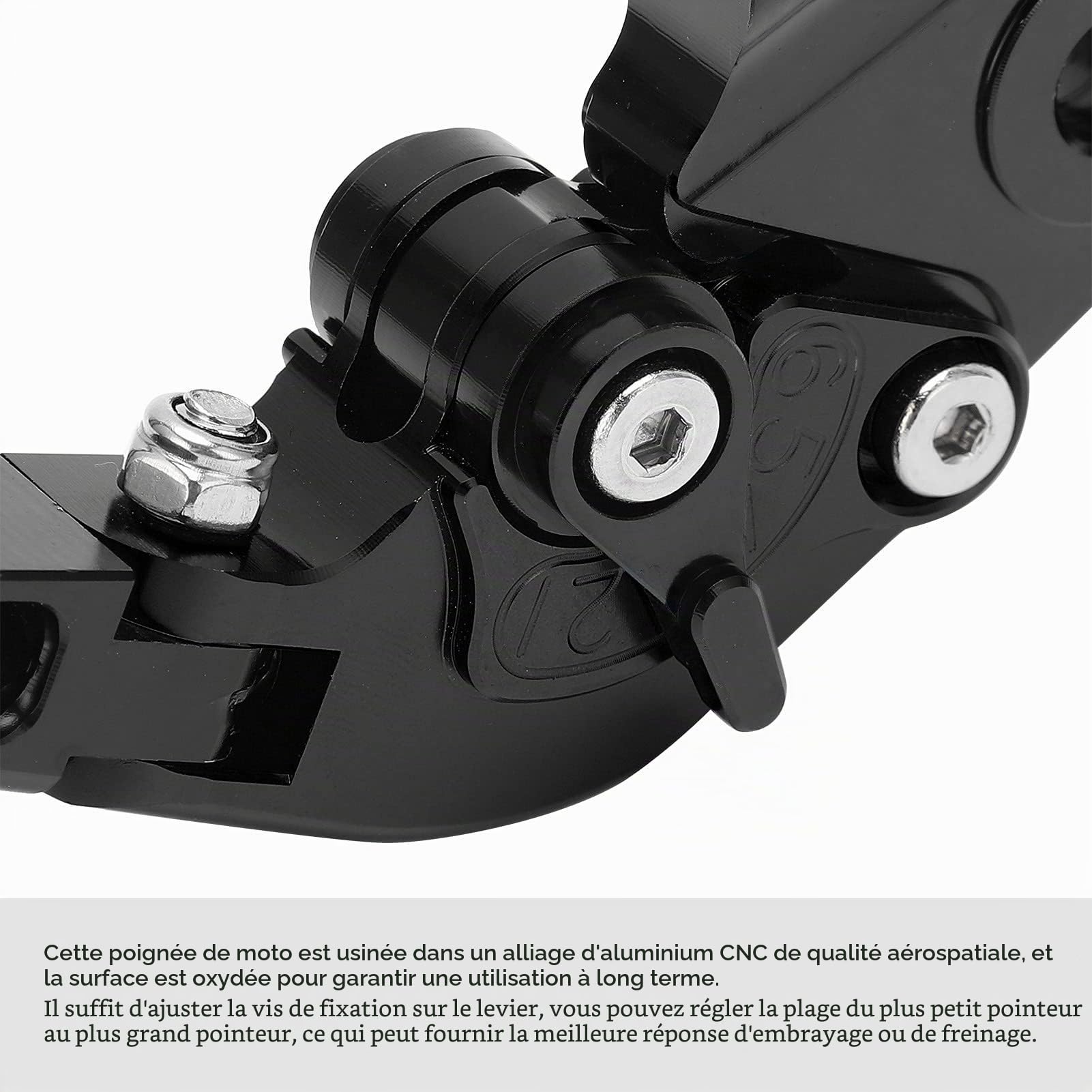 Fydun Levier D'embrayage de Frein de Moto, 1 Paire Gauche et Droite Poignées de Frein Réglables Alliage D'aluminium Moto Accessoire pour TMAX 530 2012‑2019/560 2020-2021(le noir)