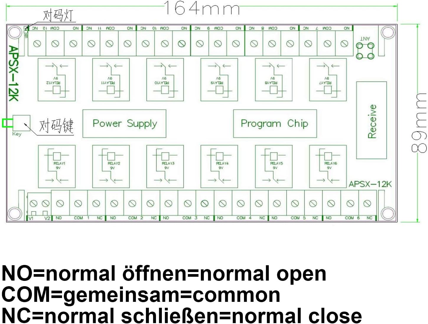 12V 24V DC Feedback Function bidirectional 12 Channels long range 200m Wireless remote switch Radio Receiver Crane Linear Drives Light Motor Button Working simultaneously with ALL ON/OFF function