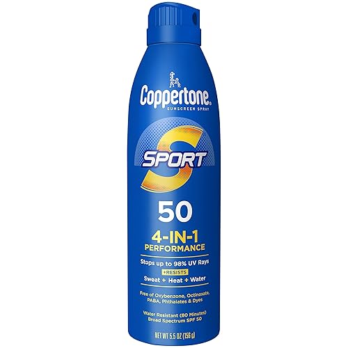 Coppertone SPORT - Protector solar SPF 50, protector solar en aerosol resistente al agua, protector solar SPF 50 de amplio espectro, spray de 5.5