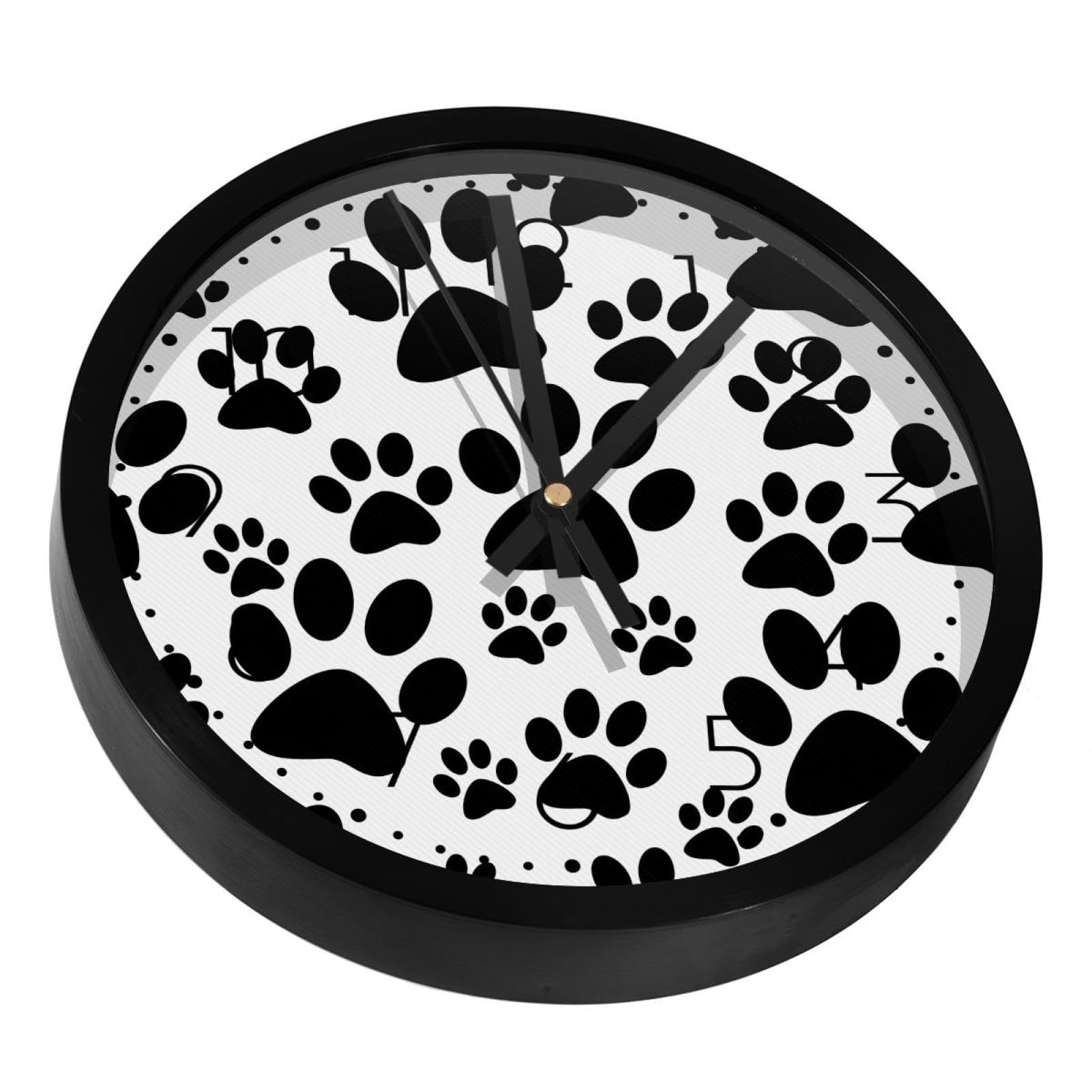 Horloge murale silencieuse à pattes de chien pour salon et cuisine